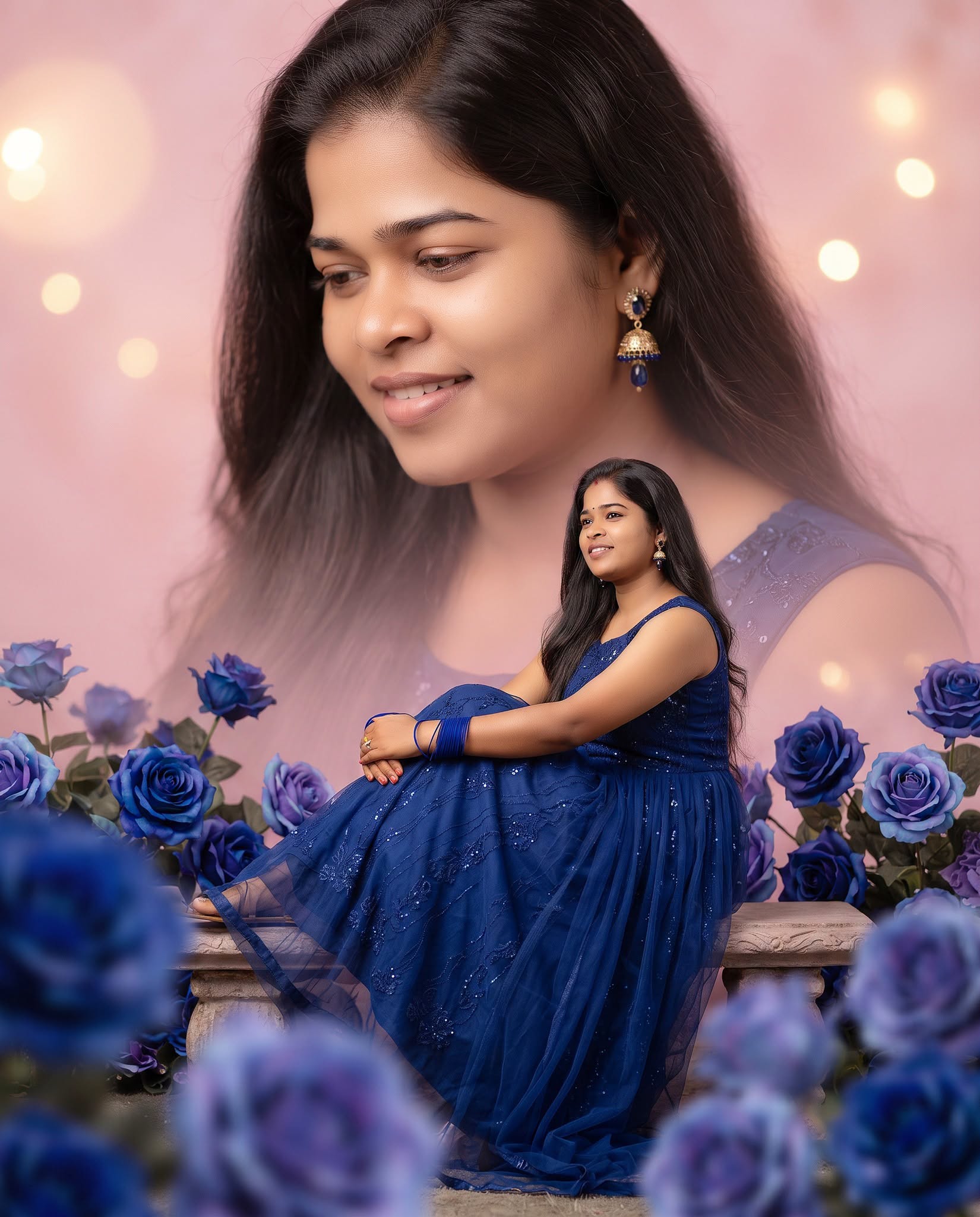 Royal Blue Elegance | Dreamy Double Portrait 💙🌹